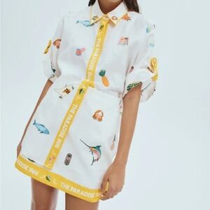 ALEMAIS BLUE MARLIN EMBROIDERED SKIRT & SHIRT